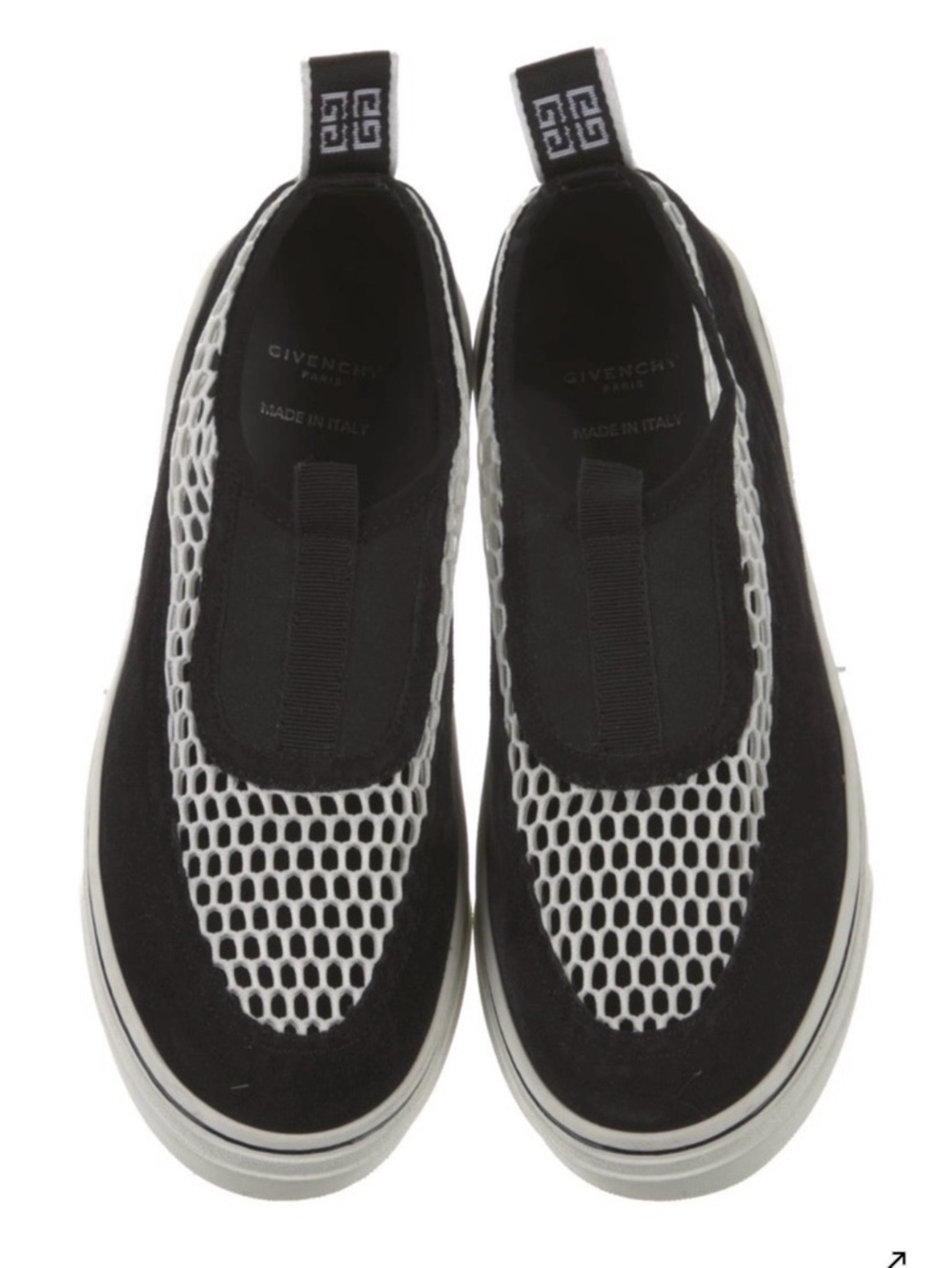 Givenchy Black and White Mesh Slip-On Athletic Sneaker.  Authentic